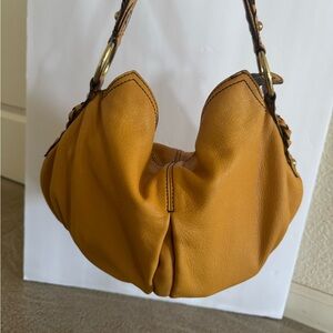 Banana Republic Buttery Leather Mustard Yellow Hobo Bag
